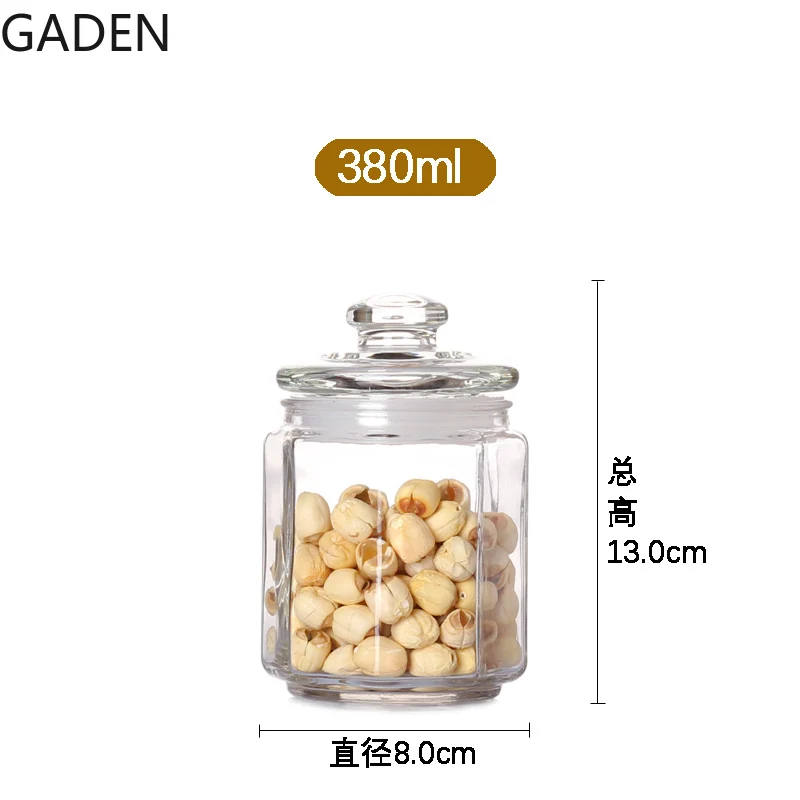 Octagonal Transparent Glass Sealed Tank Storage Tank Tea Caddy Dried Fruit Bottle Storage Bottle Dried Fruit Storage Tank