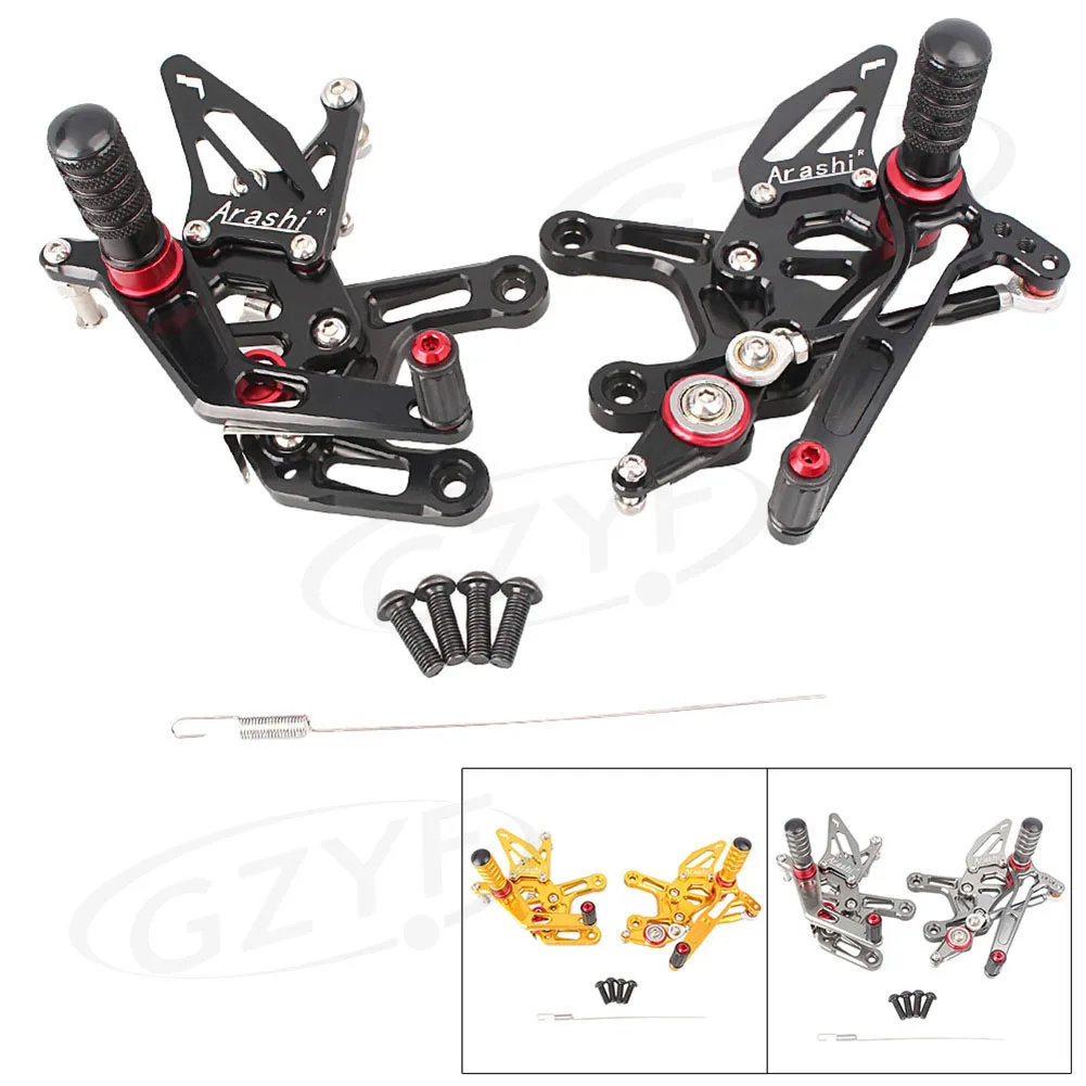 

1Pair Motorcycle Rearset Foot pegs Rests Footrest Set For Kawasaki Ninja ZX10R 2016 CNC Aluminum Black/Gray/Gold