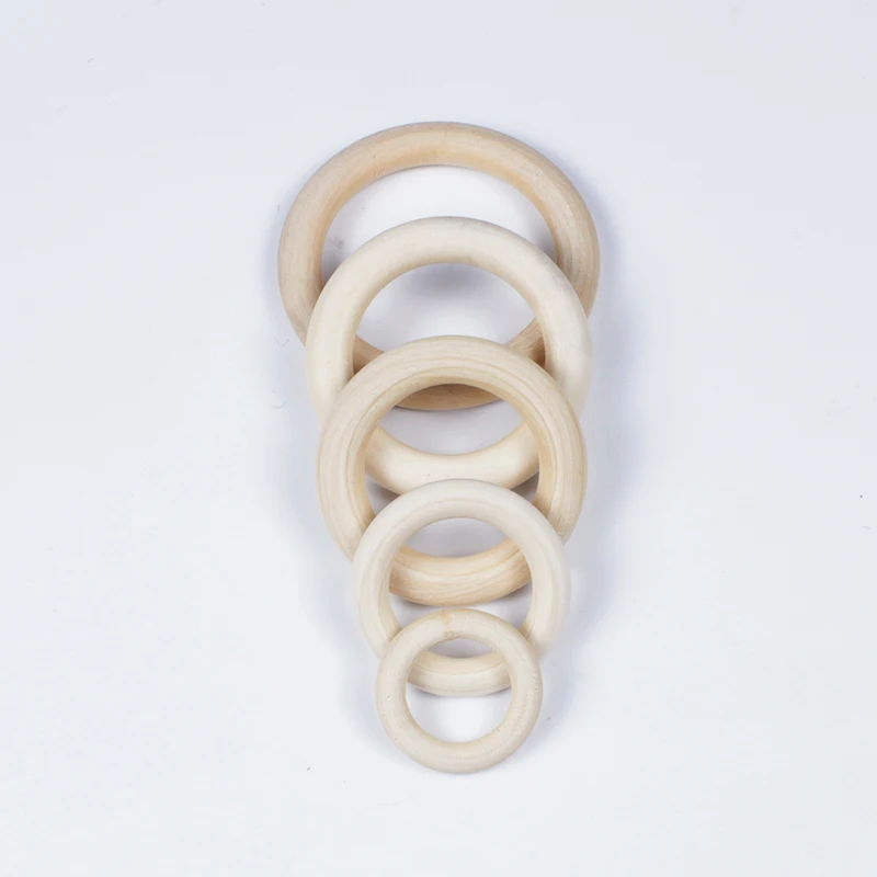 12-125mm Wooden Ring Beads Wood Blanks Baby Teether Accesories Natural Circle Wooden Hoops DIY  Making for Jewelry