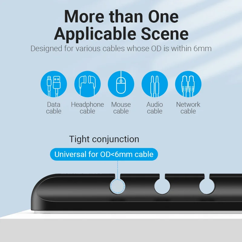 Vention Cable Organizer Silicone USB Cable Winder Desktop Car Management Clips for Data Headphone Earphone Mouse Wire Organizer