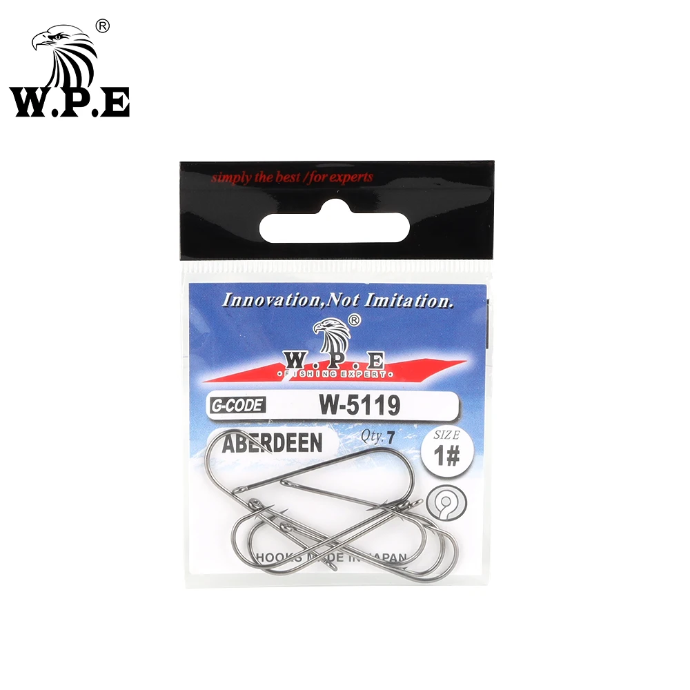 W.P.E 3packs/5packs/lot Fishing Hook 8#-4/0# High Carbon Steel Barbed Hook Aberdeen Carp Fishing Fly Hook Long Shank Pipe Ringed