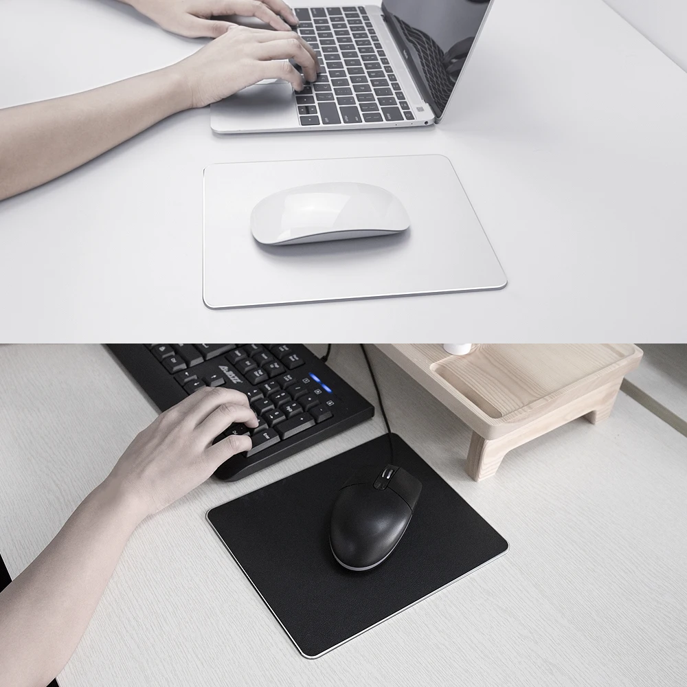 Metal Aluminum Mouse Pad Mat Hard Smooth Magic Thin Mousead Double Side Waterproof Fast and Accurate Control for Office Home