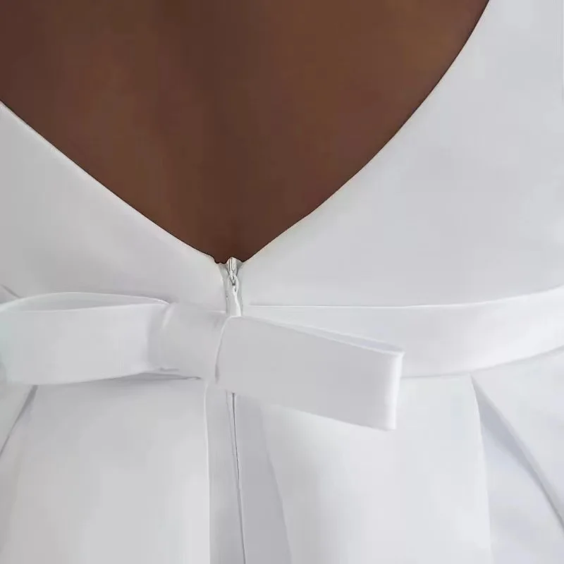 Robe de Mariée Courte en Satin Blanc Ivoire, Vêtement de ixde Mariage, de Haute Qualité, 2021