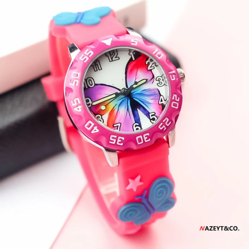 Promotionnewfashiongirlscutecartoon3DbutterflydialquartzwatchchildrenboyssoftsiliconestrapsportswristwatchInfanoj rigardas