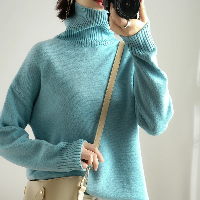 autumn and winter high collar cashmere sweater women\'s clothes thickened loose pullover 2020 new fashion knitted wool sweater