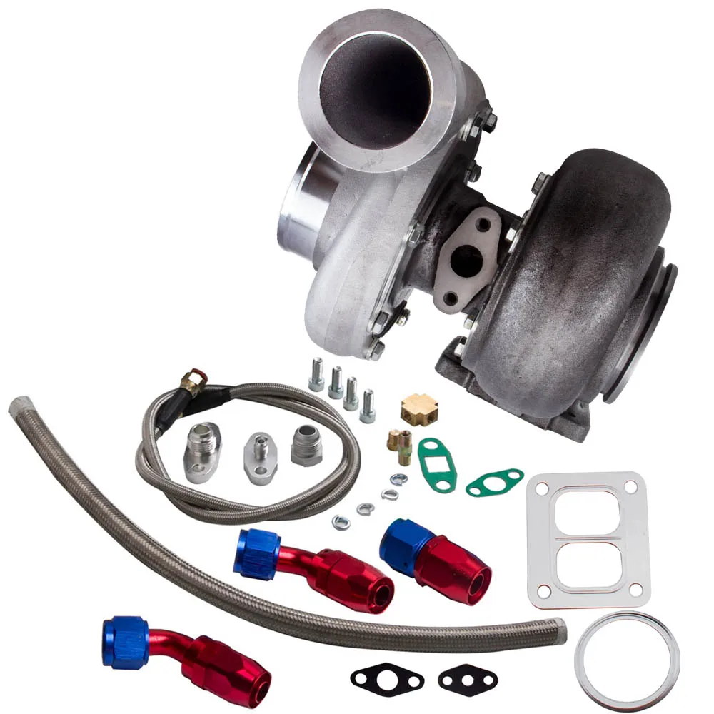 GT45 Turbine Turbocharger 1.05 A/R 98mm Huge 600+HP Boost Turbo Oil Feed Line Drain Line kits 600BHP Turbocompressor