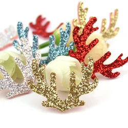 40Pcs 3*4cm Glitters Christmas Reindeer Antlers Appliques Craft Decoration Handmade Headwear Hair Clips Accessories Wholesale