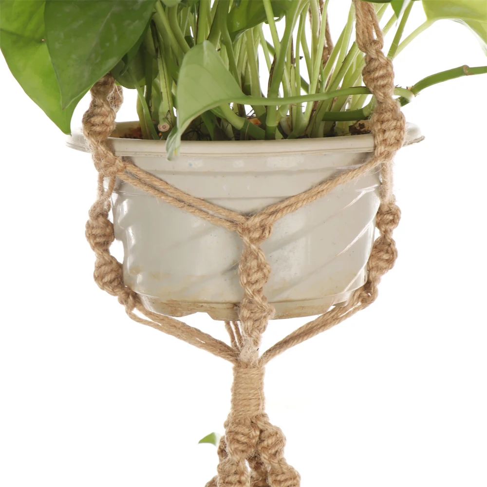 Vintage Macrame Flowerpot Hanging Rope Plant Hanger Flower Pot Holder Handmade Knotted Hanging Basket Rope Wall Decor Art