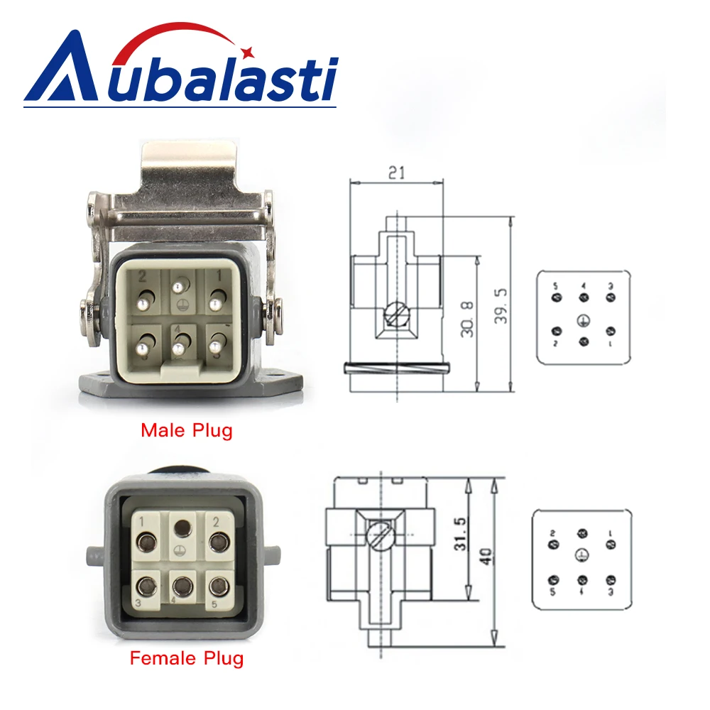 Aubalasti Square 5Core Air Cooled Spindle Motor Heavy Duty Connector Aviation Plug for CNC Spindle