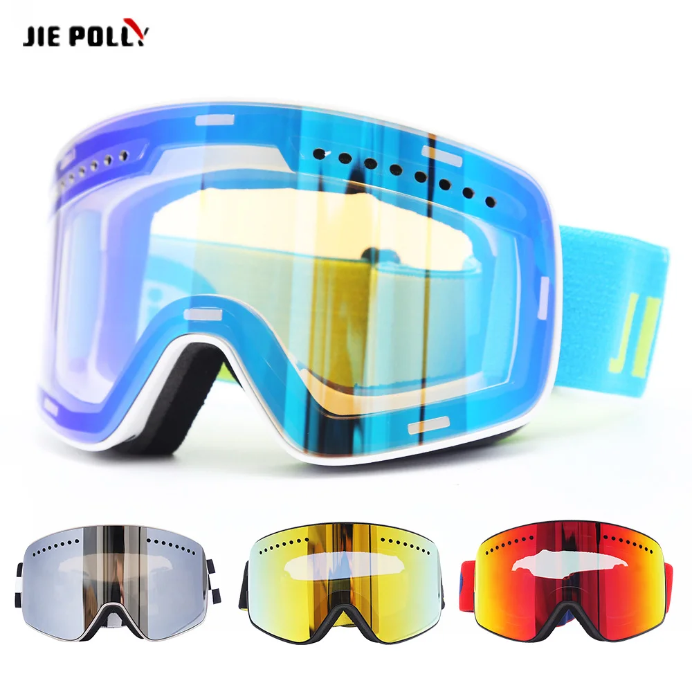 Magnetic Ski Snowboard Goggles for Men Women 100% UV Protection with Detachable Lens Eyewear Anti-fog Big Ski Mask Glasses