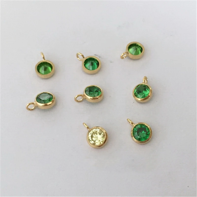 14K Gold Filled Birthstone Bezel Drop Charm 4MM AAA Zircon Bezel Drop With Perpendicular Ring Pendant DIY Jewelry Findings