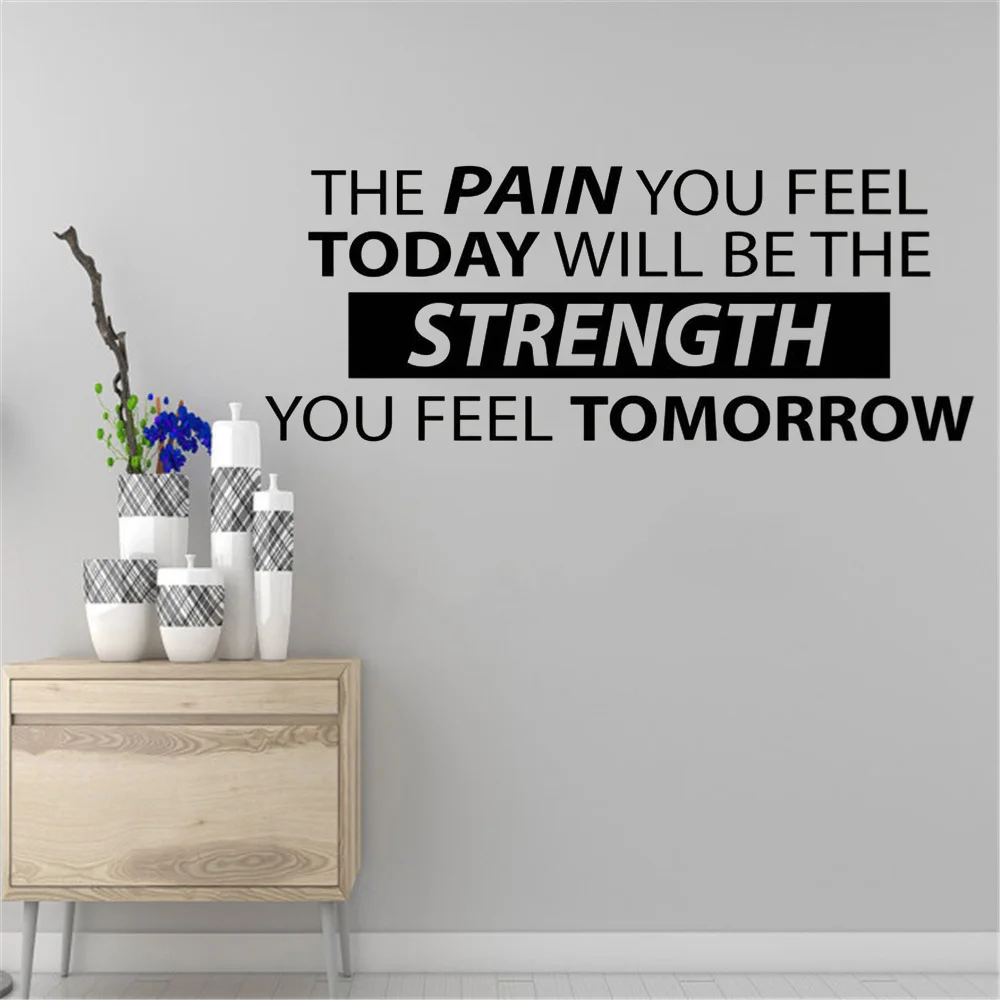 The Pain You Feel Today Will Be The Strength Wall Decal Sign Gym Quote Workout Poster Fitness Office Vinyl Sticker Decor