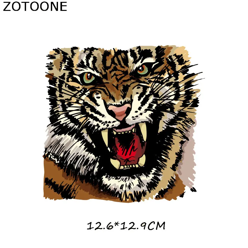 Tiger Boy Clothing Stickers Iron On Patches Diy Heat Transfers Patch For Clothes Boy Girl T-shirt Appliques Decoration