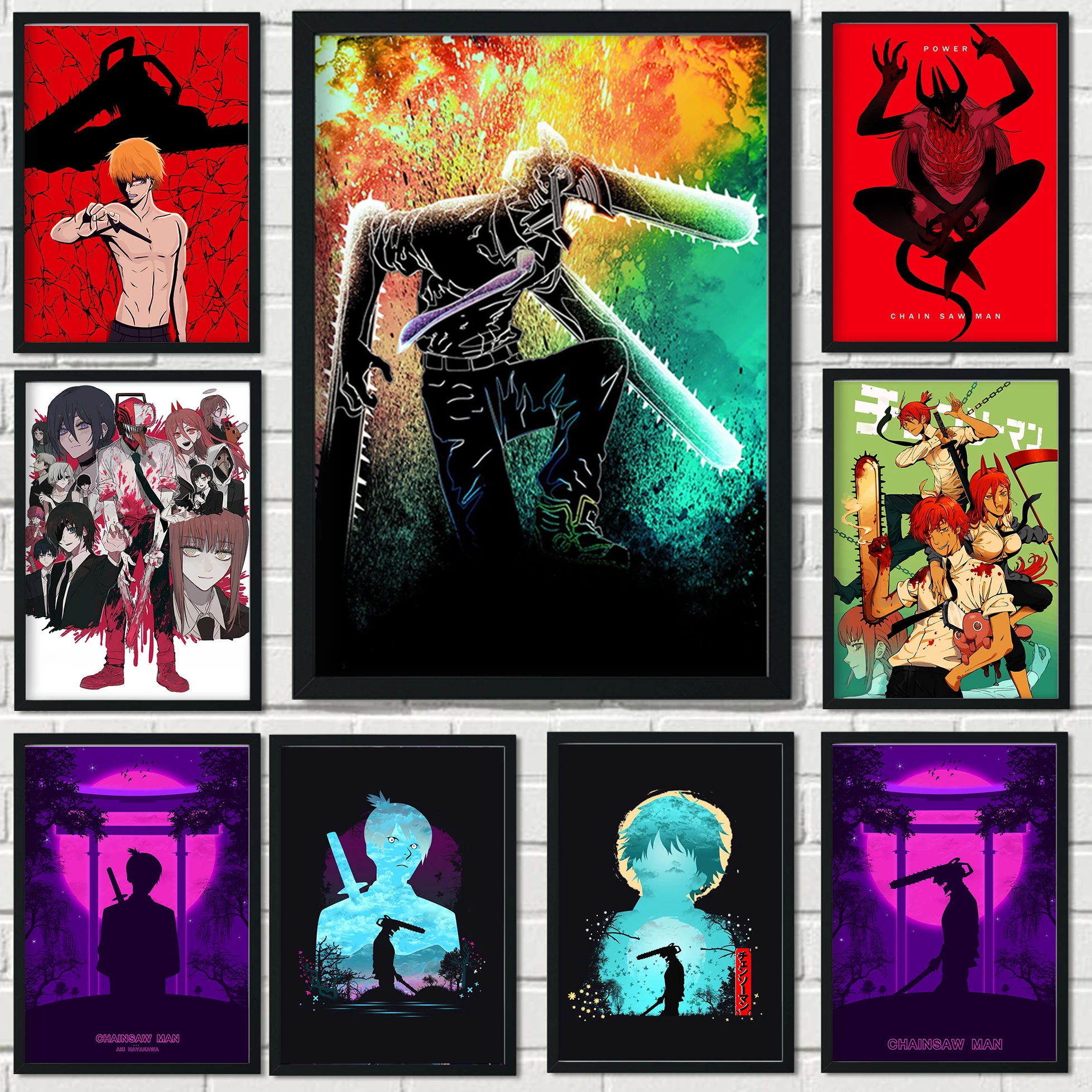 Japanese Anime Chainsaw Man Poster Anime Posters Figure Power Canvas Painting Kawaii Wall Decor Wall Art Picture Home Decor