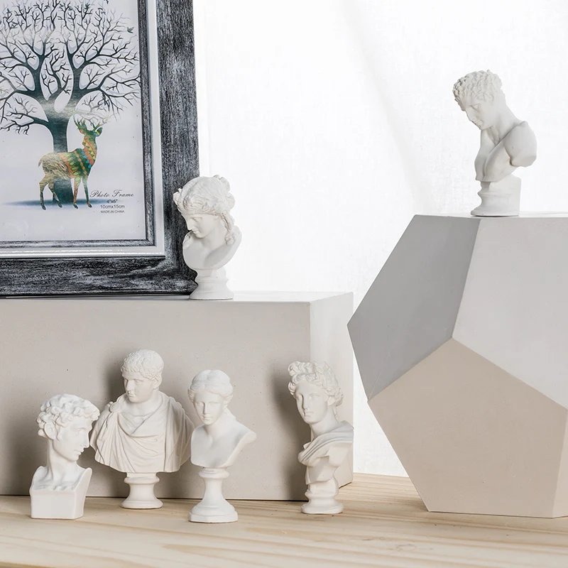 Photo Background Decor Props for photo shoot White Plaster Figurine Candlestick and Roman Column