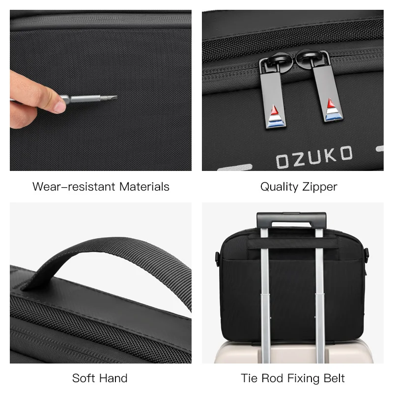 OZUKO High Quality Men\'s Shoulder Bag Waterproof Oxford Male Travel Bags Casual 13 14 15.6 inch Notebook Laptop Bag Case Handbag