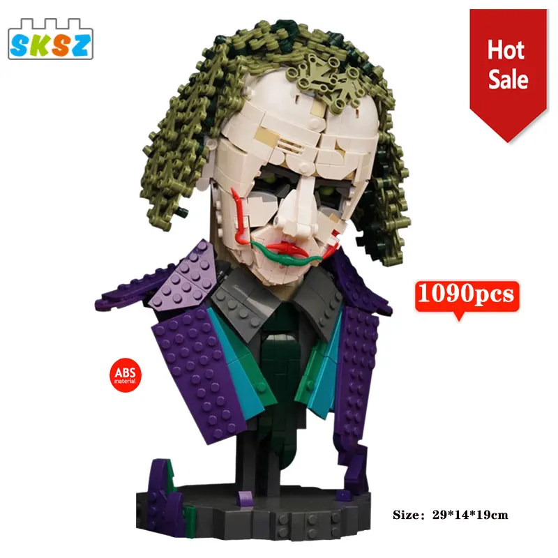 Jokered Figure Bust Model Collections MOC Building Blocks Famous Movie Character Collections Bricks Diy Toy Children Xmas Gifts