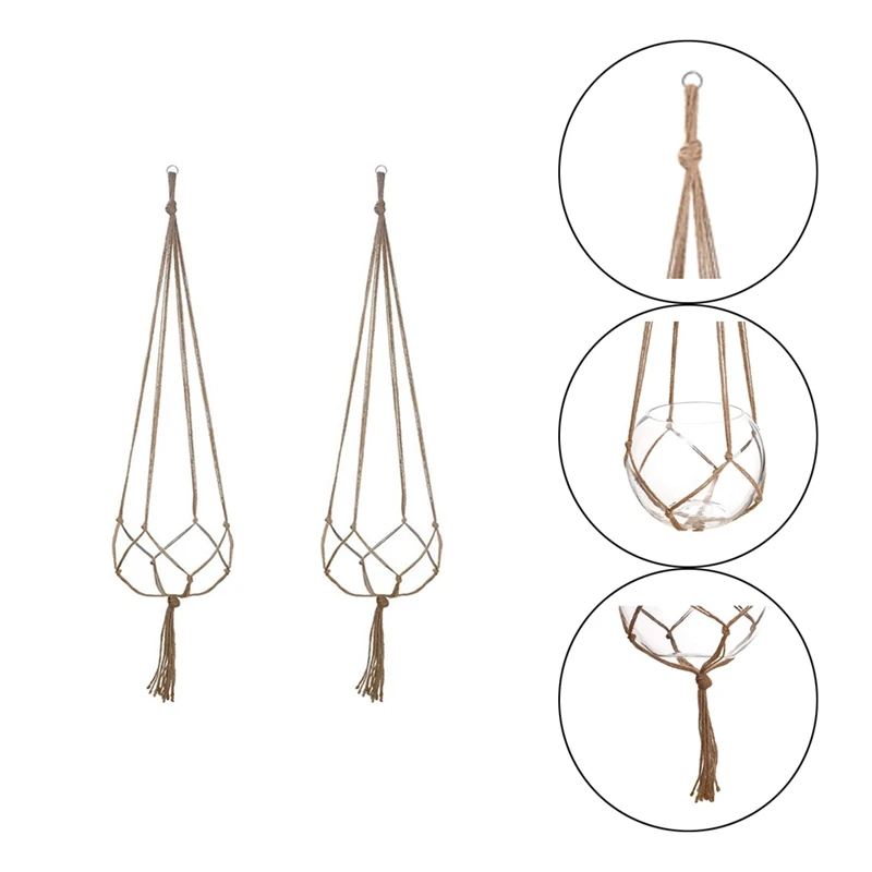 1 Pcs 90/105/122cm Flower Pot Hanger Hemp Rope Hanging Basket For Courtyard Home Decor Garden Handmade Macrame Plant Hanger