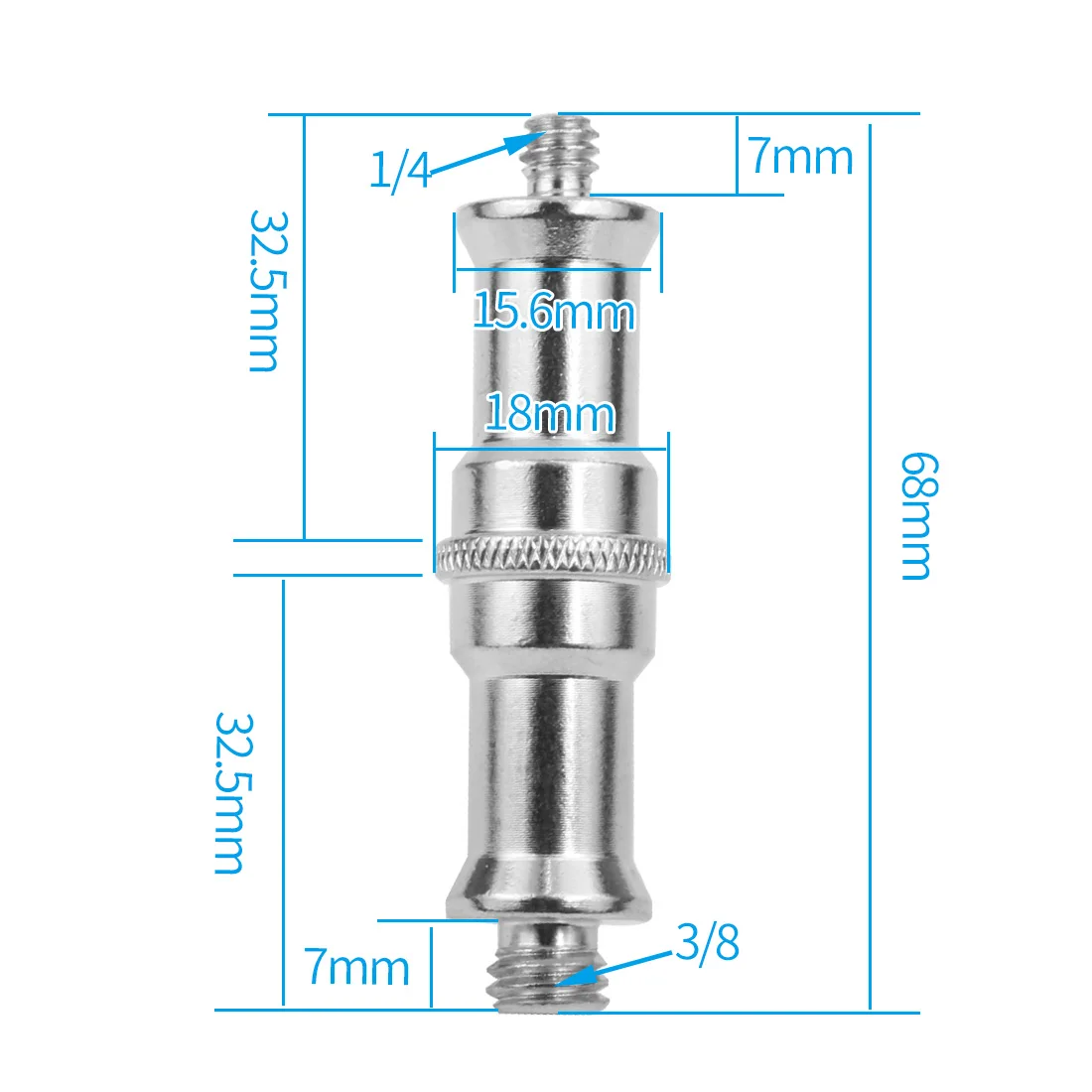 1/4 "To 3/8" หัวจุกสตั๊ดชายอะแดปเตอร์สกรูโลหะ SLR กล้องเครื่องมือสำหรับแฟลชขาตั้งกล้องถ่ายภาพสตูด...