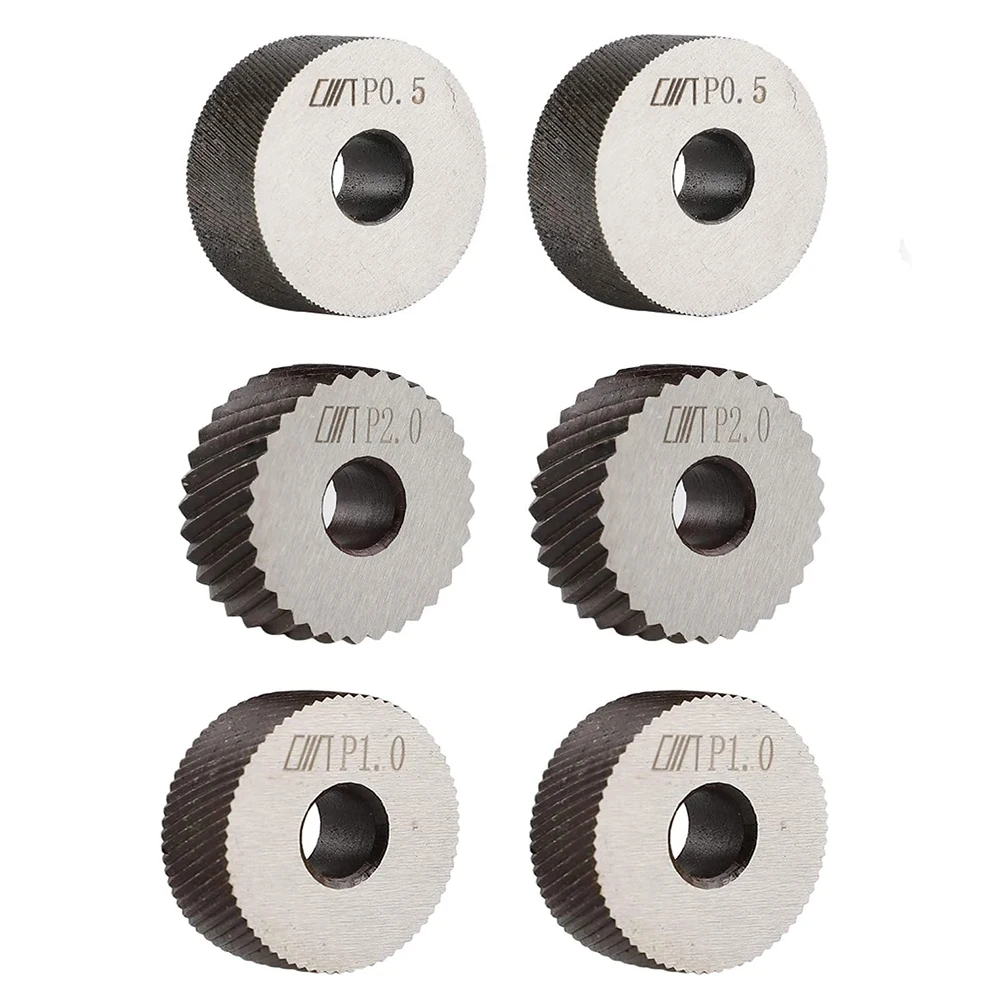 7pcs Steel Knurling Tool Diagonal Dual Wheel Coarse Linear Knurl Holder Set 0.5mm 1mm 2mm Pitch Lathe Knurling and Wheels D30