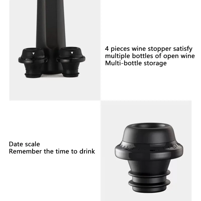 Wine Saver Vacuum Pump Manual Wine Stoppers with 4 Reusable Wine Bottle Stoppers Sealer Keeps Wine Fresh up to 7 Days