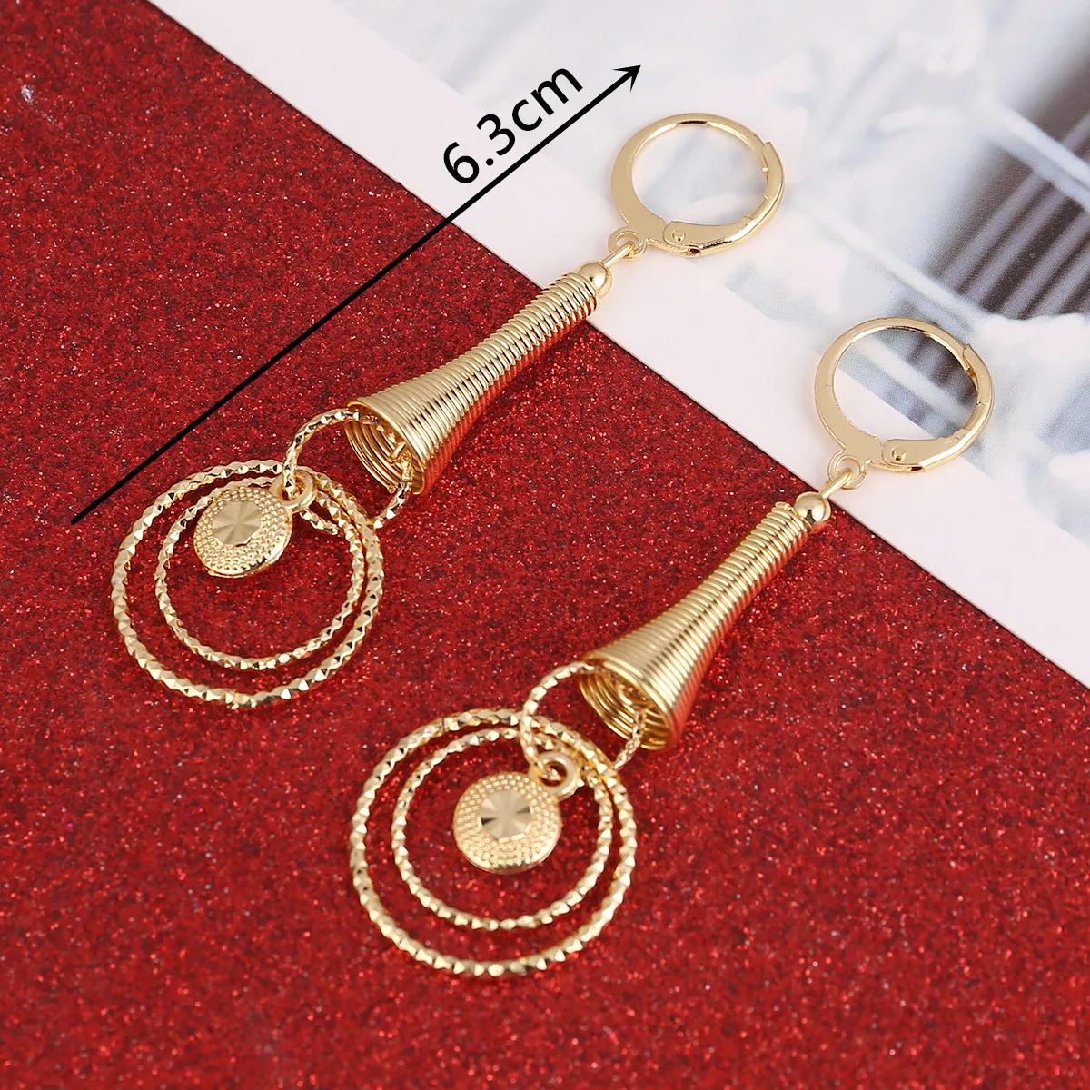 24K Gold Color Trendy Round Earrings for Women Australia Zealand Indonesia Nigeria Congo Party Jewelry Gifts