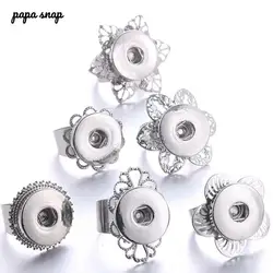 New snaps Jewelry 18mm buttons Ring 18mm metal snap buttons Rings adjustable flexible snap button Jewelry dropshipping