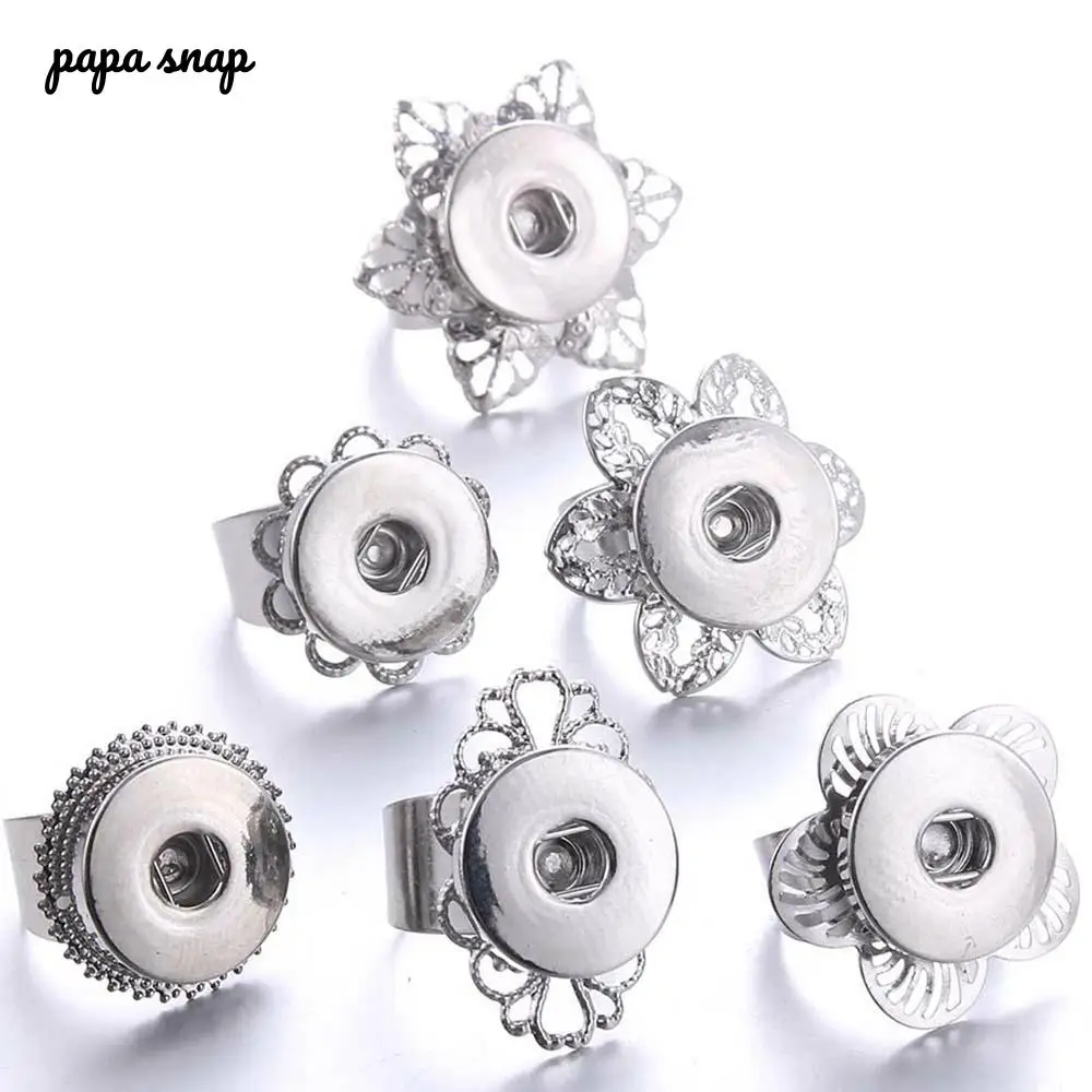 New snaps Jewelry 18mm buttons Ring 18mm metal snap buttons Rings adjustable flexible snap button Jewelry dropshipping