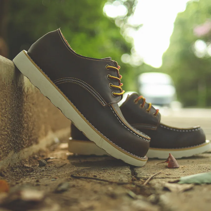 ZFTL Men's American Retro Casual shoes Men Tooling single-layer Cowhide men's shoes boots Breathable Lazy Lace up Shoes 2025