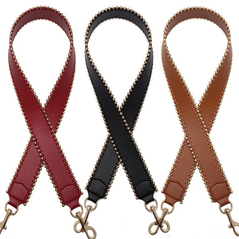 Fashion Genuine Leather Bag Strap Fashion rivets Wide Shoulder Strap for Bag Handbag Accessories belt Brand 105cm