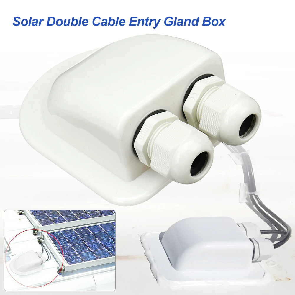 Double Hole Cable Wire Entry Box Solar Panel Motorhome Camper Boat RV Top Roof