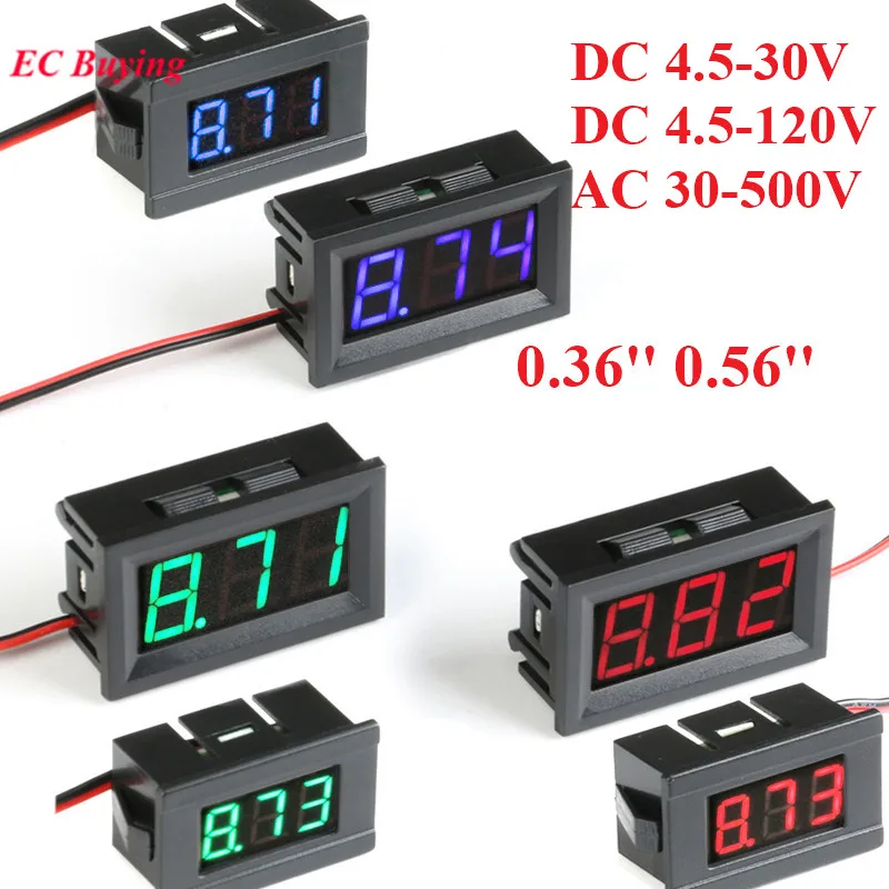 Mini Digital Voltmeter DC 4.5V to 30V Voltmeter Voltage Panel Meter For 6V 12V 24V Electromobile Motorcycle Car 0.56'' 0.36''