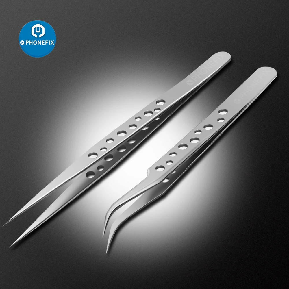 Industri Pinset Presisi Anti-Static Pinset Stainless Forceps untuk Ponsel PCB Komponen Elektronik Perbaikan