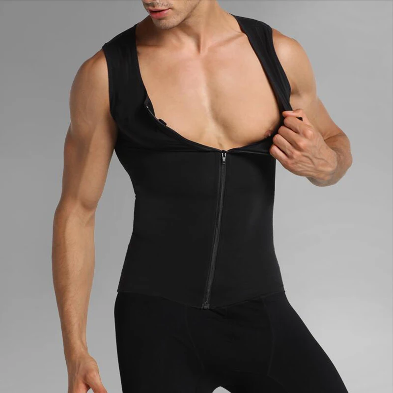 Mannen Afslanken Shaper Borst Binder Corset Controle Tummy Tank Tops Buik Rits Vest