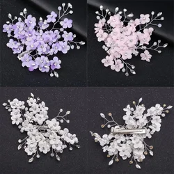 Light Purple Lavender Pink White Blue Flower Bridal Hair Combs Headdress Prom Wedding Hair Accessories Hair Jewelry Hair Pins