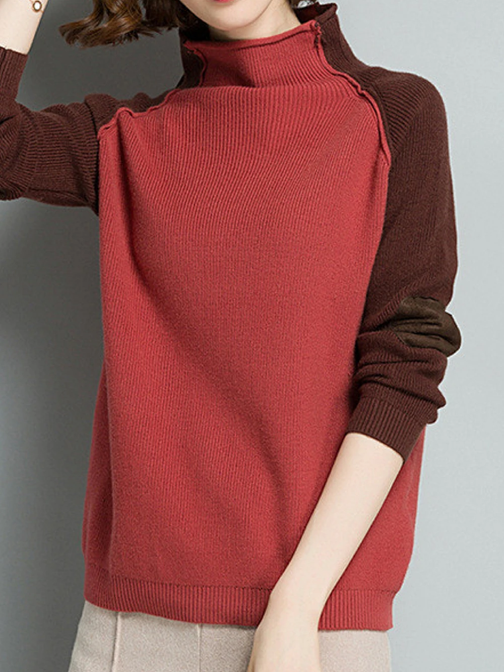 Women Sweaters Turtleneck Winter Autumn Fashion Patchwork Female Pullovers Cute Special Sweater Japan Style Ouc1844