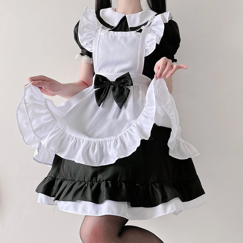 Kawaii Cosplay Maid Outfit Pink Blue Alice Costume Halloween Anime Lolita Role Play Theme Party Long Sleeve Cute Sweet Dress