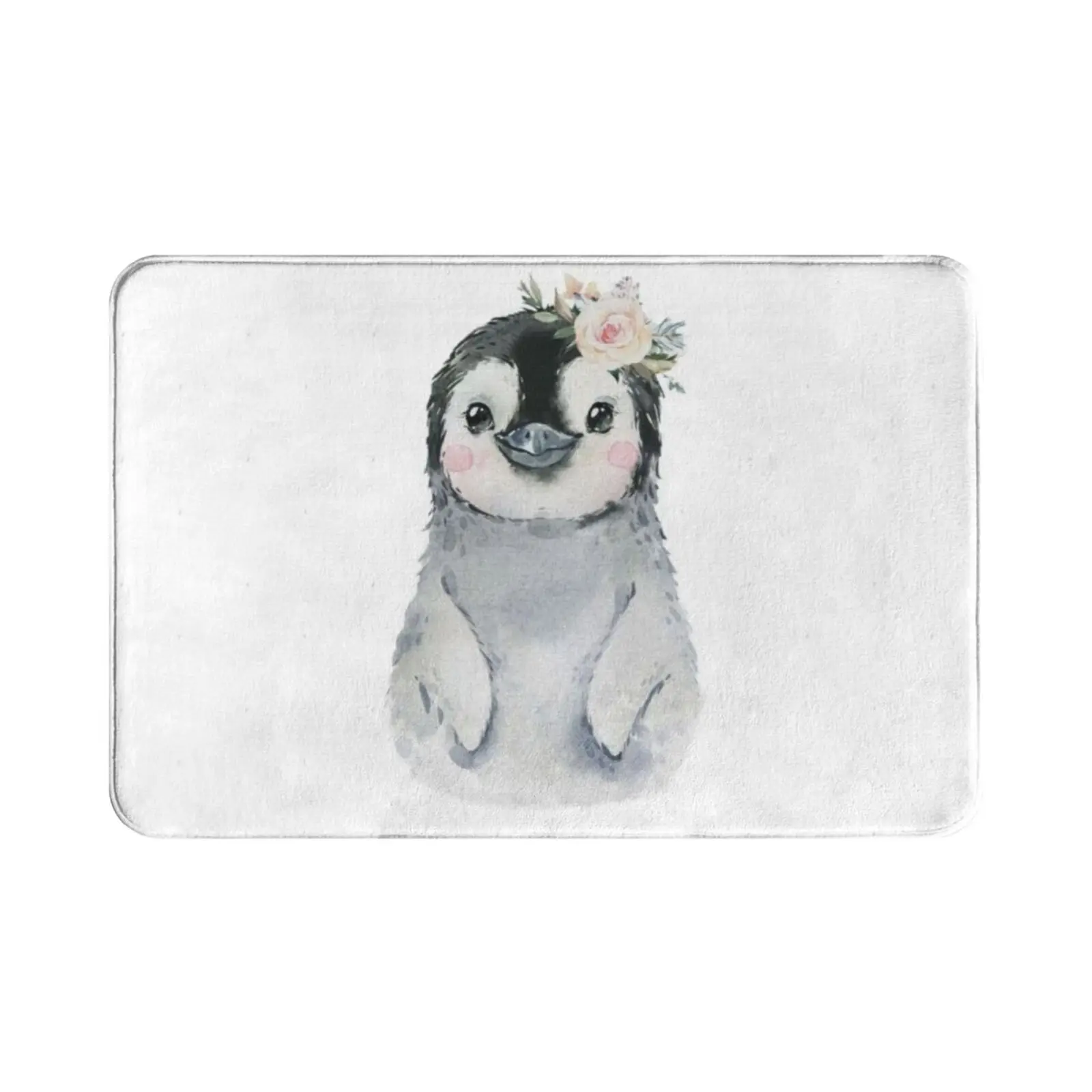 Penguin Carpet Mat Rug Cushion Soft Cute Penguin Adorable Flowers Happyfeet Happy Pink Sweet