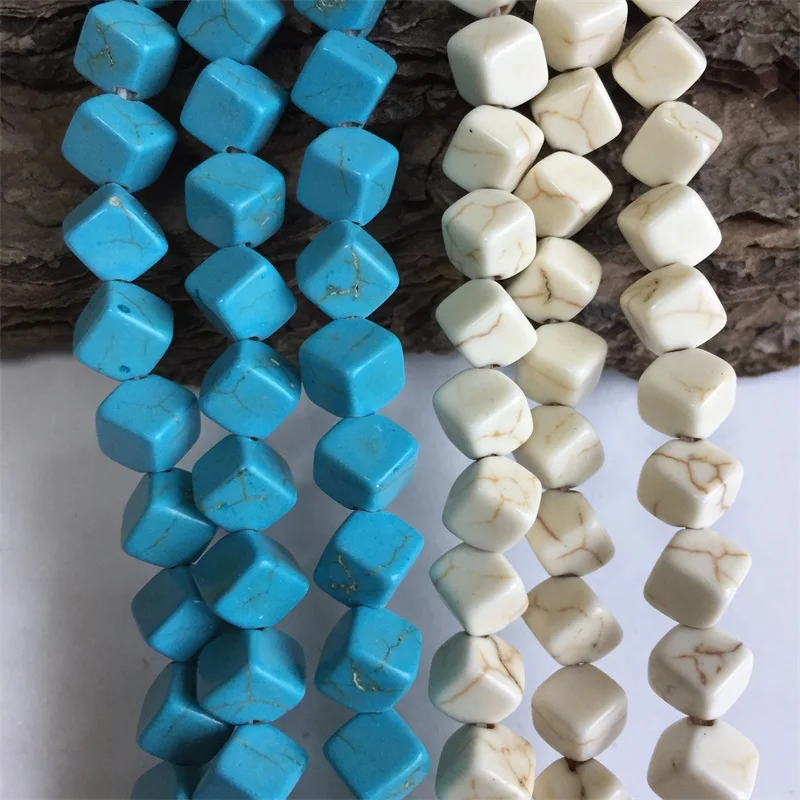 Turquoises 6mm Diagonal Square Shape Natural Stone Loose Bulk Spacer Beads for DIY Jewelry Necklace Bracelet Earrings Craft