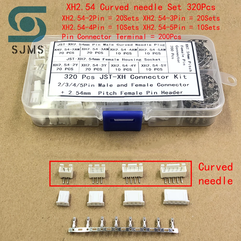 230/320pcs 2.54mm Pitch JST Terminal Kit Wire Header Housing Adaptor XH2.54 2p 3p 4p 5p pin Connector plug straight needle TJC3