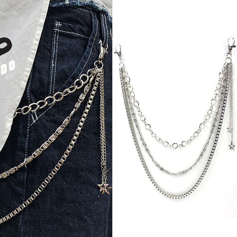 

Fashion Punk Hip-hop Trendy leather Belts Waist Chain Male Pants Chain Hot Men women Jeans Silver Metal Clothing Accessories