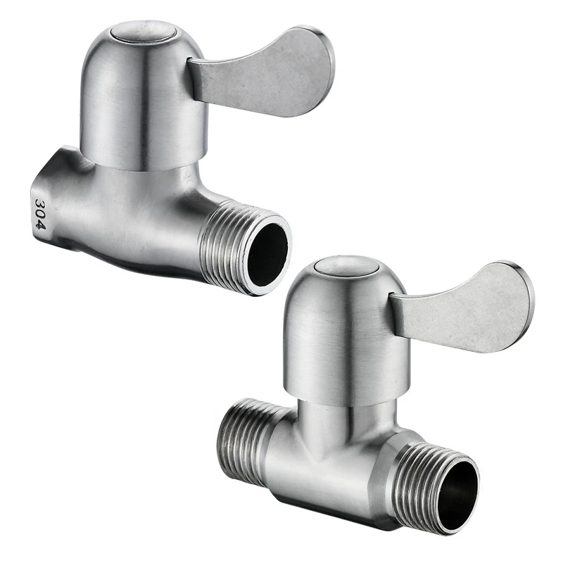 304 Stainless Steel Bathroom Single Handle Valve Control Straight Through Valve 1/2' Toilet Faucet Household Supplies