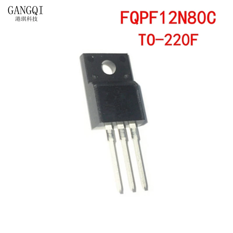 10Pcs FQPF12N80 TO-220F FQPF12N80C 12N80 TO-220 New IC In Stock