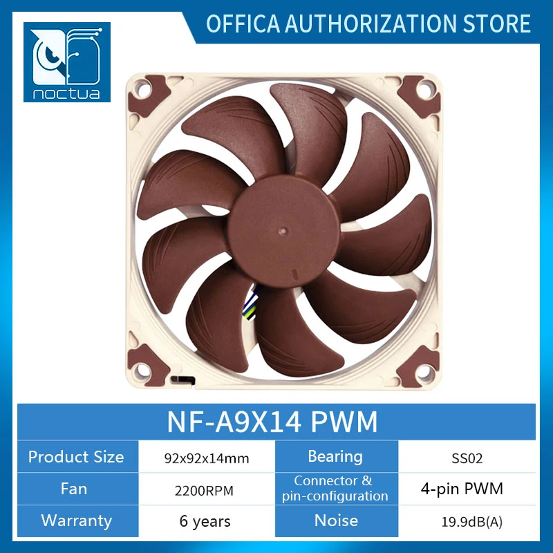 Noctua NF-A9x14 PWM 9cm wentylator (SSO magnetycznie stabilne łożysko/cienki wentylator procesora/4-pinowe wentylator podwozia) 14mm ultra-cienki, wyjątkowo cichy