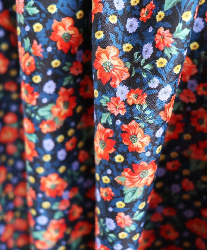 Width 57" High End Fashion Floral Printed Cotton Fabric By The Half Yard For Dress Shirt Cheongsam Material image 4