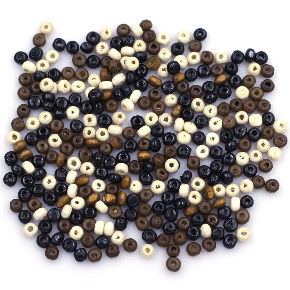 

900Pcs Wood Spacer Beads Wooden Round Tiny Mixed Crafts Jewelry DIY Findings 4x3mm