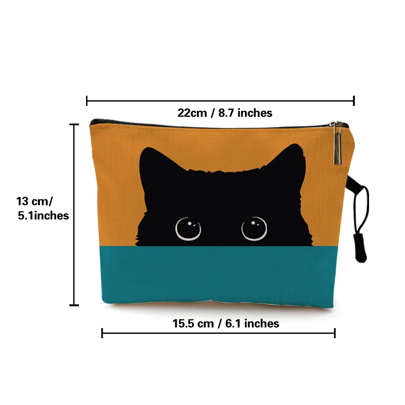 Cute Black Cat Cats Footprints Cosmetic Bag Cases Makeup Bag Animal Pattern Women Combination Gift Organizer Bag Travel School