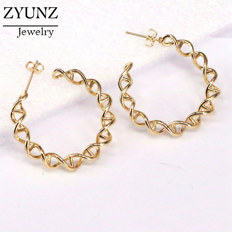 5 Pairs, Simple Twist Twisted Metal Stud Earrings Charm Gold Plated Copper Jewelry Accessories