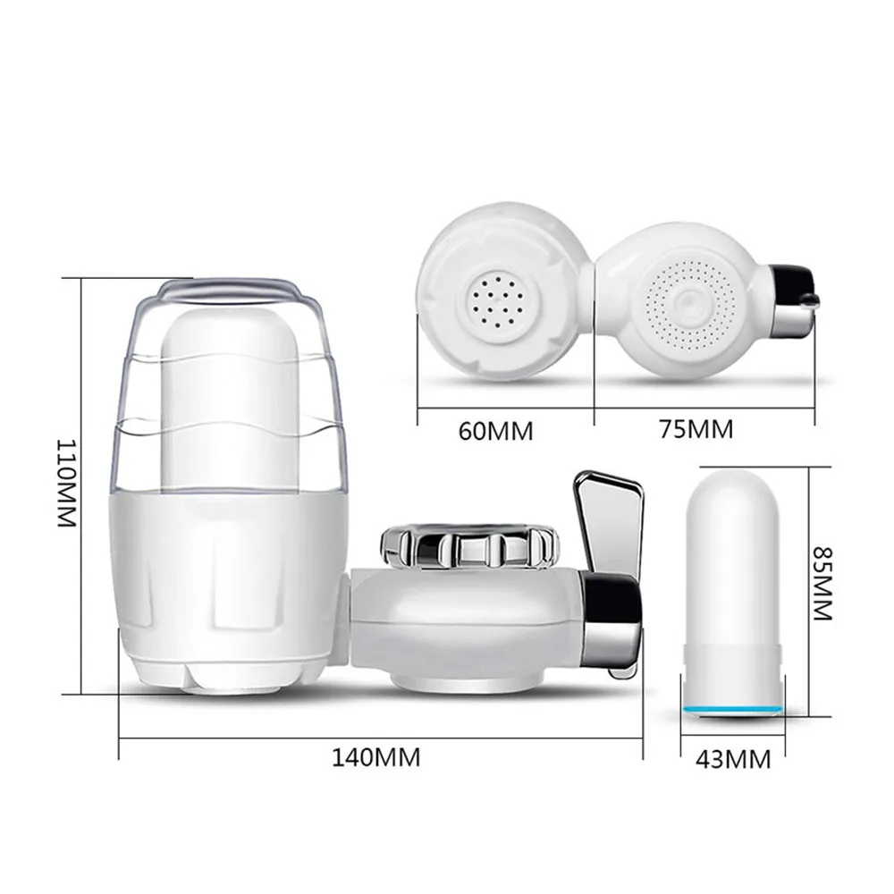 White Tap Faucets Water Filter Washable Ceramic Faucet Mount Water Purifier