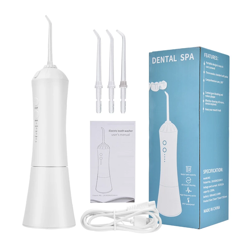 Oral Irrigators Adults Electric Oral Irrigator Portable Water Flosser USB Rechargeable 230ML Water Tank Waterproof Teeth Clean